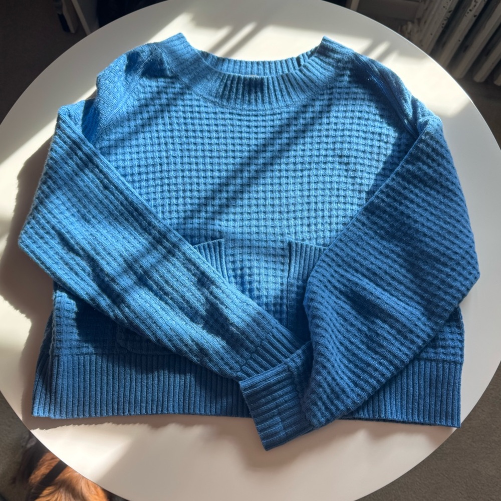 Everlane Blue Belgian waffle cashmere sweater - Picture 4 of 10